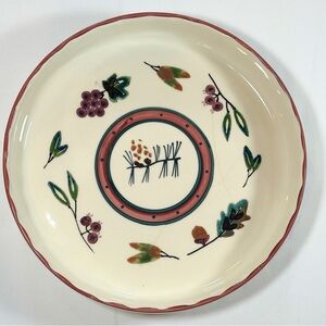 Vintage Hartstone USA Hand-Painted Stoneware Pie Baking Dish 11”